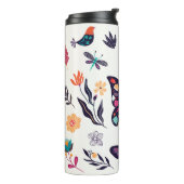 Lente Elementen Vlinders Vogels Bloemen Thermosbeker (Gedraaid links)