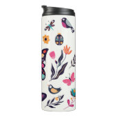 Lente Elementen Vlinders Vogels Bloemen Thermosbeker (Geroteerd rechts)