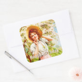 lente Emile Vernon Floral verjaardag Vierkante Sticker (Envelop)