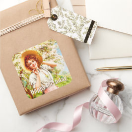 lente Emile Vernon Floral verjaardag Vierkante Sticker