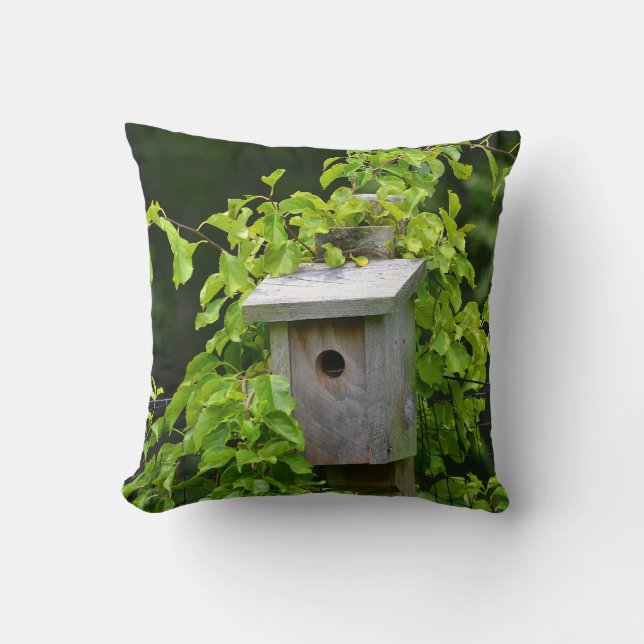 Lente en Herfst Birdhouse Pillow Kussen (Voorkant)
