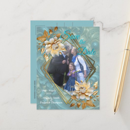 Lente en Zomer Bloeiende Bloemen Aankondigingskaart (Voorkant / Achterkant in situ)