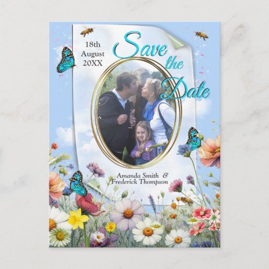 Lente en Zomer Bloeiende Bloemen Aankondigingskaart (Voorkant)