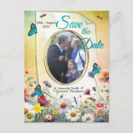 Lente en Zomer Bloeiende Bloemen Aankondigingskaart