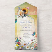 Lente en Zomer Bloeiende Bloemen All In One Uitnodiging (Binnen)