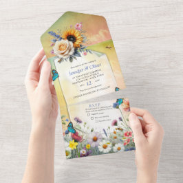 Lente en Zomer Bloeiende Bloemen All In One Uitnodiging
