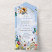 Lente en Zomer Bloeiende Bloemen All In One Uitnodiging (Binnen)