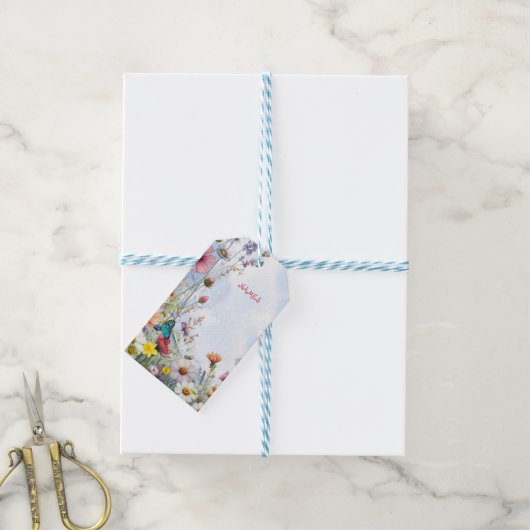 Lente en Zomer Bloeiende Bloemen Cadeaulabel (Met Touw)