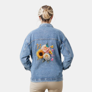Lente en Zomer Bloeiende Bloemen Denim Jacket