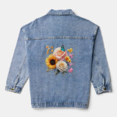 Lente en Zomer Bloeiende Bloemen Denim Jacket (Achterkant)