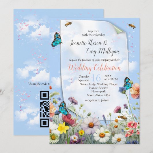 Lente en Zomer Bloeiende Bloemen Kaart (Voorkant / Achterkant)