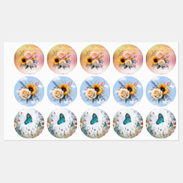 Lente en Zomer Bloeiende Bloemen Labels