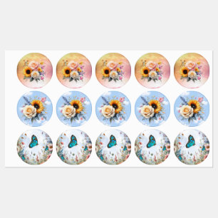 Lente en Zomer Bloeiende Bloemen Labels