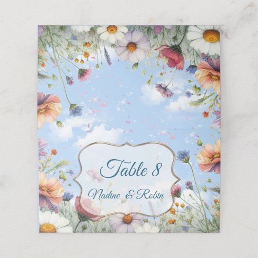 Lente en Zomer Bloeiende Bloemen Plaatskaartje (Buitenkant ongevouwen)