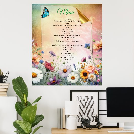 Lente en Zomer Bloeiende Bloemen Poster (Thuiskantoor)
