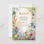 Lente en Zomer Bloeiende Bloemen RSVP Kaartje (Voorkant)