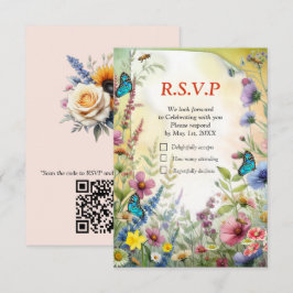 Lente en Zomer Bloeiende Bloemen RSVP Kaartje