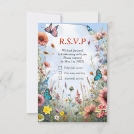 Lente en Zomer Bloeiende Bloemen RSVP Kaartje