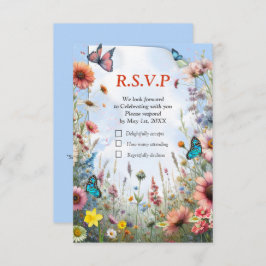 Lente en Zomer Bloeiende Bloemen RSVP Kaartje