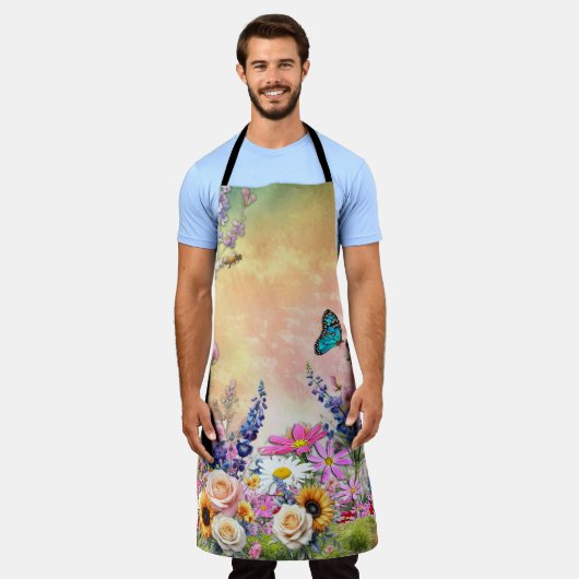 Lente en Zomer Bloeiende Bloemen Schort (Gedragen)