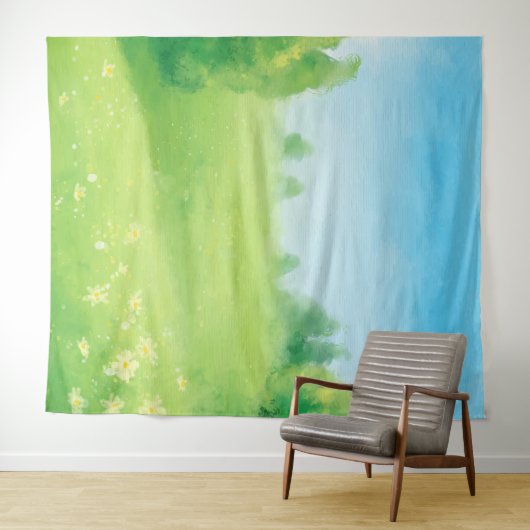 Lente en Zomer Landschap Foto Achtergrond Wandkleed (In Situ (horizontaal))