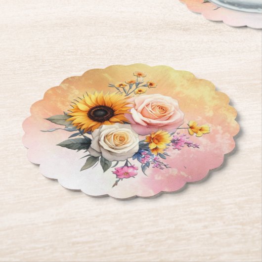 Lente- en zomerbloeiende bloemen kartonnen onderzetters (Gekanteld)