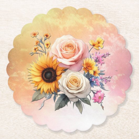 Lente- en zomerbloeiende bloemen kartonnen onderzetters (Voorkant)