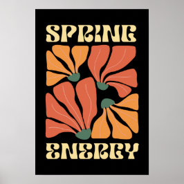 Lente Energie Retro Bloemendesign | Vintage Abstra Poster