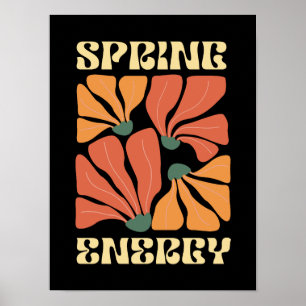 Lente Energie Retro Bloemendesign Vintage Abstra Poster