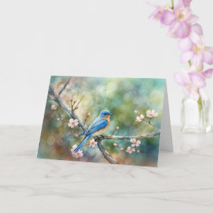 Lente Equinox Groeten Bloesems en Blauwe Vogel Kaart