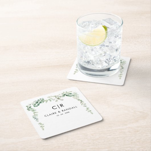 Lente Eucalyptus groen bruiloft Kartonnen Onderzetters (Insitu)