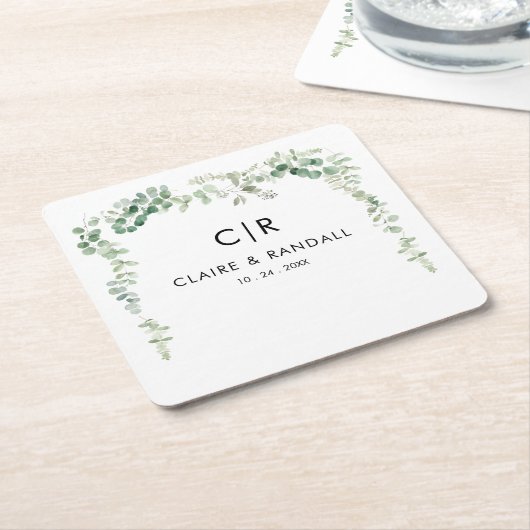 Lente Eucalyptus groen bruiloft Kartonnen Onderzetters (Schuin)