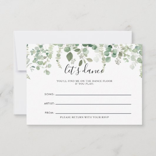 Lente Eucalyptus Groen Trouwlied Aanvraag Kaart (Voorkant)