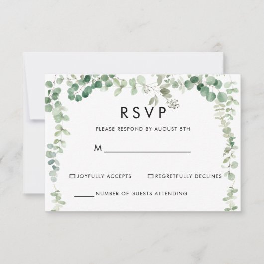 Lente Eucalyptus Groene Minimalistische RSVP (Voorkant)