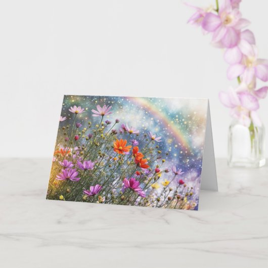 Lente-eveninggroet met bloemen kaart (Orchidee)