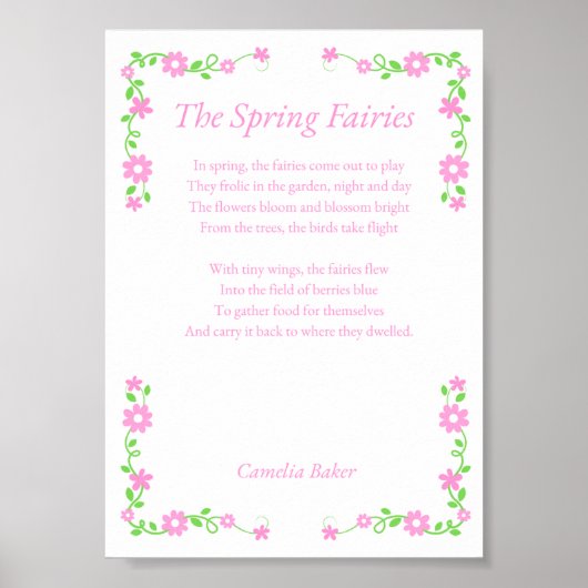 Lente Feeëngedicht Afdruk Poster (Voorkant)