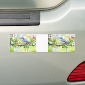 lente feestje blauwe vogel bumpersticker (Op auto)