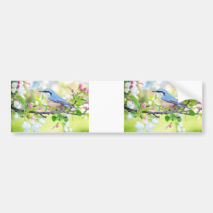lente feestje blauwe vogel bumpersticker