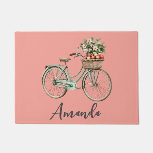 Lente Fiets Groene Appels Roze Deurmat (Voorkant)