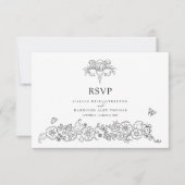 Lente fleur de lis kunst bruiloft maaltijd optie RSVP kaartje (Voorkant)