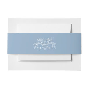 Lente fleur de lis stoffig blauw wit bruiloft uitnodigingen wikkel