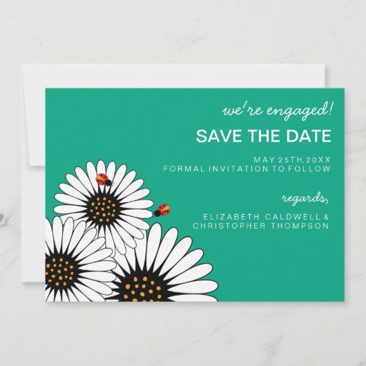 Lente Fling Gerbera Daisies BEWAREN DATUM-groen Save The Date (Voorkant)