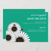 Lente Fling Gerbera Daisies BEWAREN DATUM-groen Save The Date (Voorkant / Achterkant)