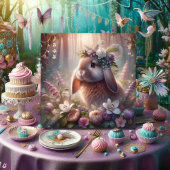 Lente Floral Fantasy Lop Eared Bunny Pasen Feestdagenkaart