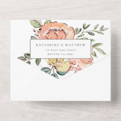 lente-Floral Waterverf bruiloft All In One Uitnodiging (Achterkant)