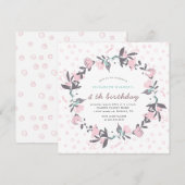 Lente florale brij blush Birthday Invitation (Voorkant / Achterkant)