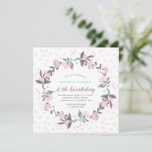 Lente florale brij blush Birthday Invitation (Staand voorkant)