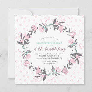 Lente florale brij blush Birthday Invitation