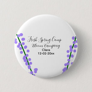 Lente frisse kampeer lavendel bloemen naam datum s ronde button 5,7 cm