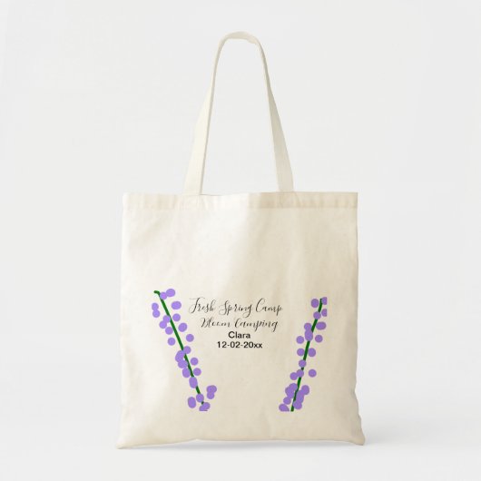 Lente frisse kampeer lavendel bloemen naam datum s tote bag (Voorkant)